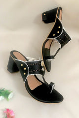 Shop Faux Leather Block Heel For Ladies