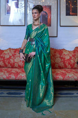 Green Moss Weave Art Silk Saree