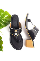 Black Block Heel Footwear For Women