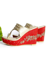 Women Red And Gold Wedges Online