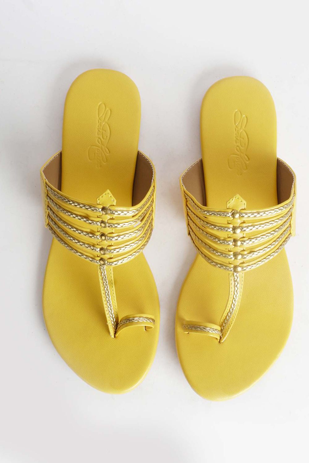 Shop Yellow and Gold Kolapuri Flats Online