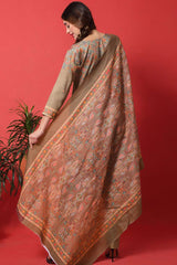 Buy Blended Cotton Dress Material in Brown