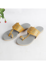 Buy Soft Faux Leather Kolapuri Flats in Yellow