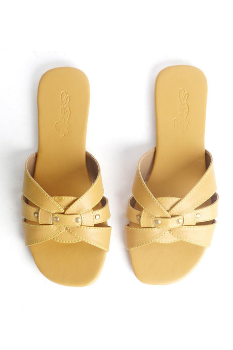 Buy Soft Faux Leather Flats in Mustard