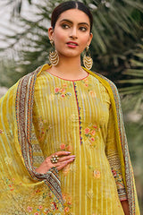 Buy Cotton Digital Printed Suit Set Dress Material in Yellow Online - Front