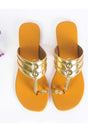 Buy Soft Faux Leather Flats in Gold