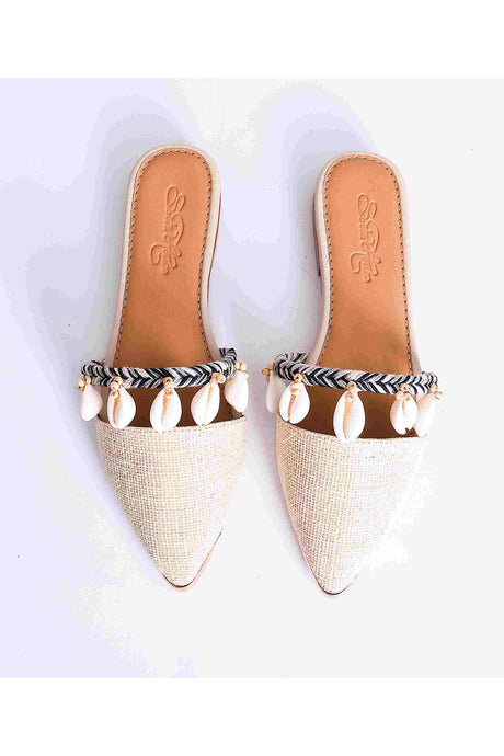 Buy Soft Faux Leather Pointed Flats in Cream