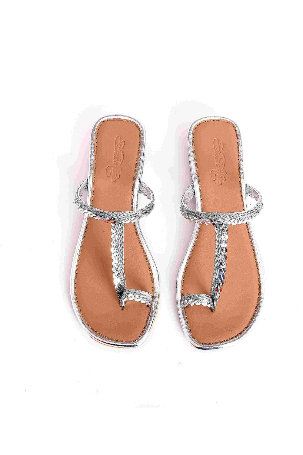 Buy Soft Faux Leather Kolapuri Flats in Silver