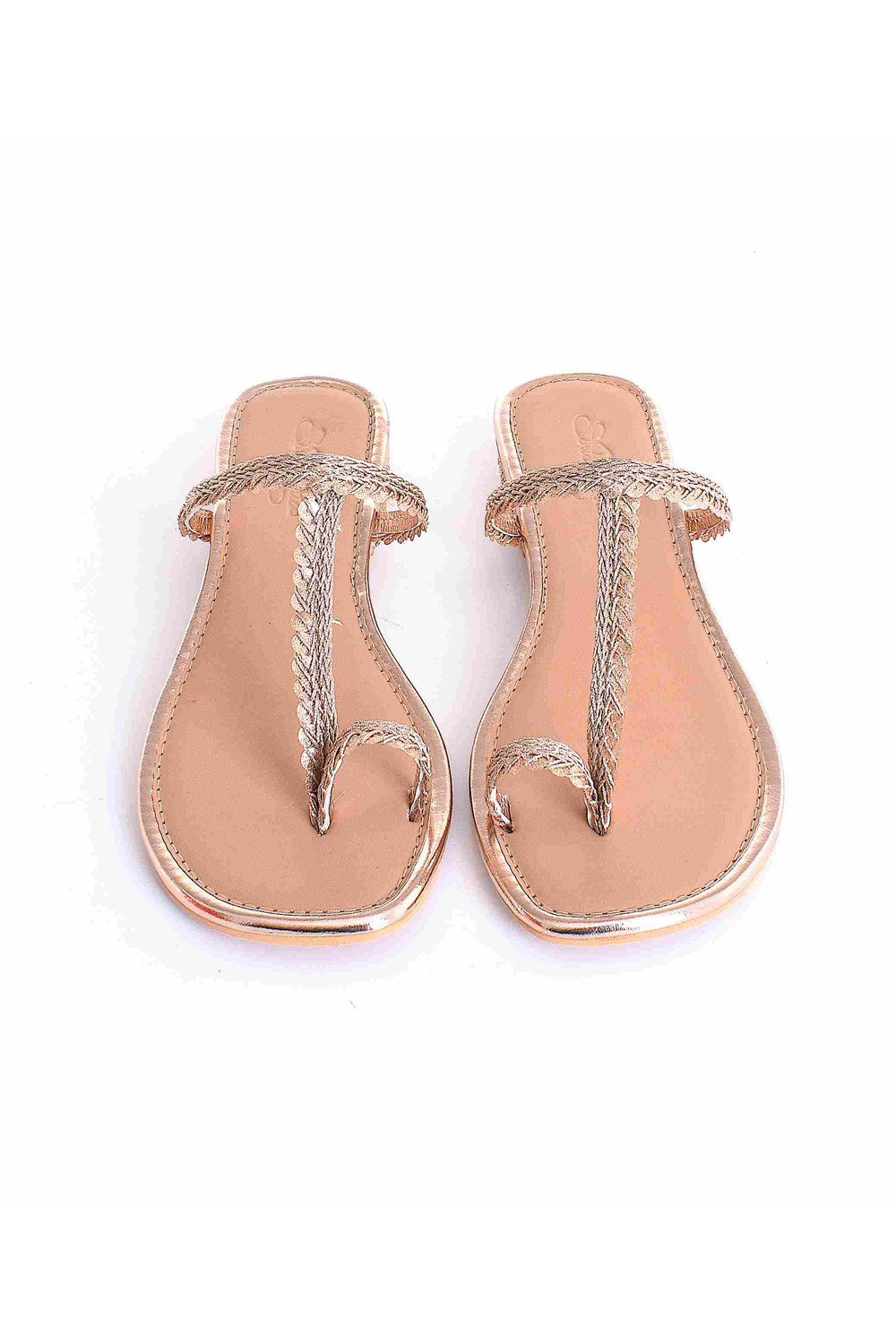 Buy Soft Faux Leather Kolapuri Flats in Rose Gold