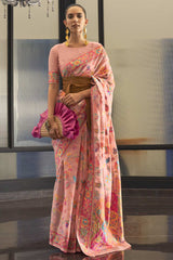 Buy baby pink Art Silk zari work saree Online - KARMAPLACE