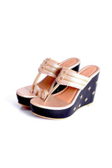 Buy Soft Faux Leather Wedges in Gold