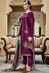 Buy Pure Viscose Woven Dress Material in Wine Online