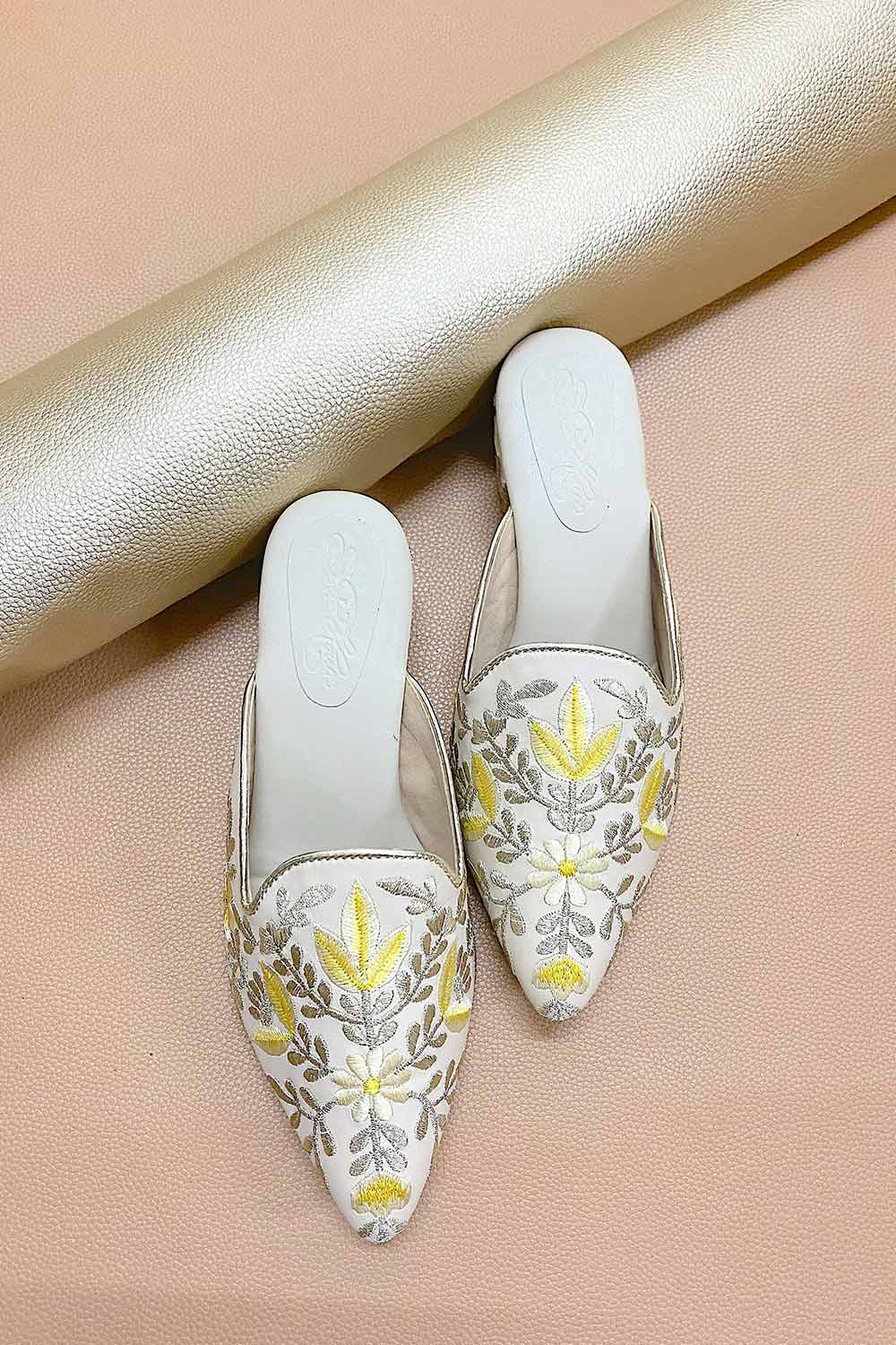 White Leather Flats Online