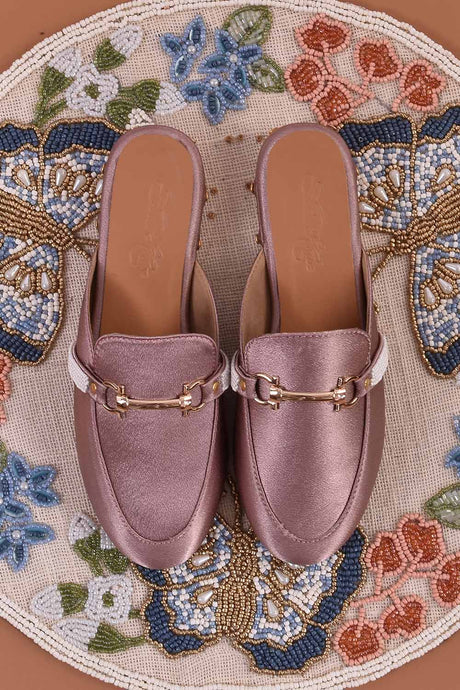 Buy Women's Soft Faux Leather Hand Embroidered Loafers in Mauve Online