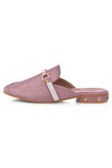 Buy Women's Soft Faux Leather Hand Embroidered Loafers in Mauve Online - Side