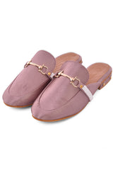 Buy Women's Soft Faux Leather Hand Embroidery Loafers in Mauve Online - Front