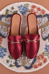 Buy Women's Soft Faux Leather Hand Embroidered Loafers in Maroon Online