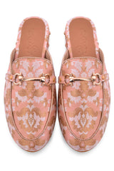 Buy Women's Soft Faux Leather Hand Embroidered Loafers in Beige Online - Zoom In