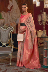 Pink Modal Kashmiri Chaap Handloom Saree