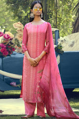 Pink Lawn Cotton Digital Printed Palazzo Suit Set