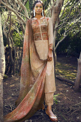 Cream Lawn Cotton Digital Printed Palazzo Suit Set