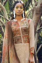 Cream Lawn Cotton Digital Printed Palazzo Suit Set