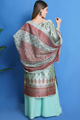 Green Silk Blend Digital Printed Dress Material