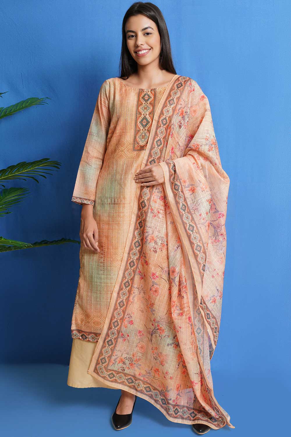 Multi Chanderi Silk Digital Printed Palazzo Suit Set