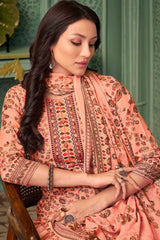 Peach Cotton Blend Digital Printed Palazzo Suit Set