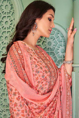 Pink Cotton Blend Digital Printed Palazzo Suit Set