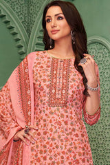 Pink Cotton Blend Digital Printed Palazzo Suit Set