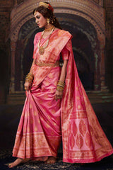 Buy Banarasi Art Silk Woven Saree in Light Pink Online