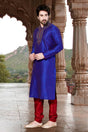 Buy Men's Dupion Art Silk Embroidery Kurta Set in Royal Blue