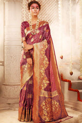 Buy Banarasi Art Silk Woven Saree in Purple Online