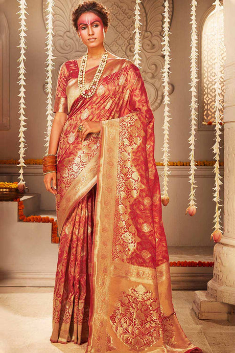 Buy Banarasi Art Silk Woven Saree in Red Online