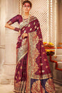 Buy Banarasi Art Silk Woven Saree in Maroon Online