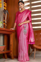 Light Pink Kanchipuram Raw Silk Woven Saree