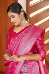 Light Pink Kanchipuram Raw Silk Woven Saree