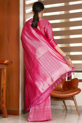 Light Pink Kanchipuram Raw Silk Woven Saree