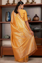 Yellow Kanchipuram Raw Silk Woven Saree