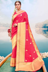 Buy Banarasi Art Silk Woven Saree in Pink Online