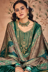 Green Velvet Embroidered Palazzo Suit Set