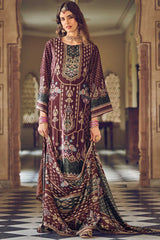 Maroon Velvet Digital Printed Palazzo Suit Set