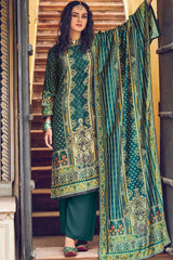 Green Velvet Digital Printed Palazzo Suit Set