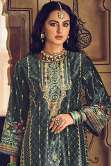 Green Velvet Digital Printed Palazzo Suit Set