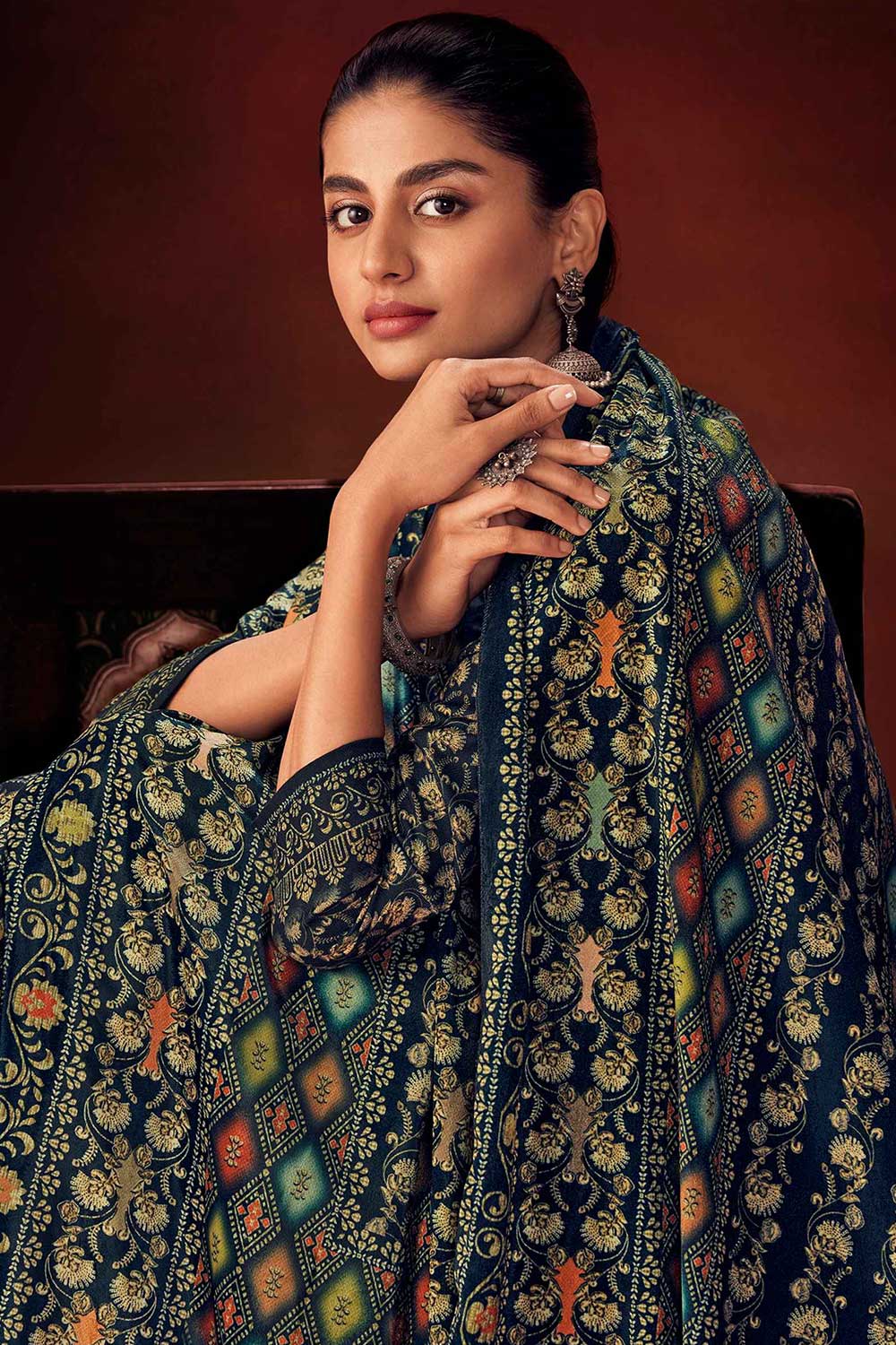 Green Pashmina Digital Printed Palazzo Suit Set