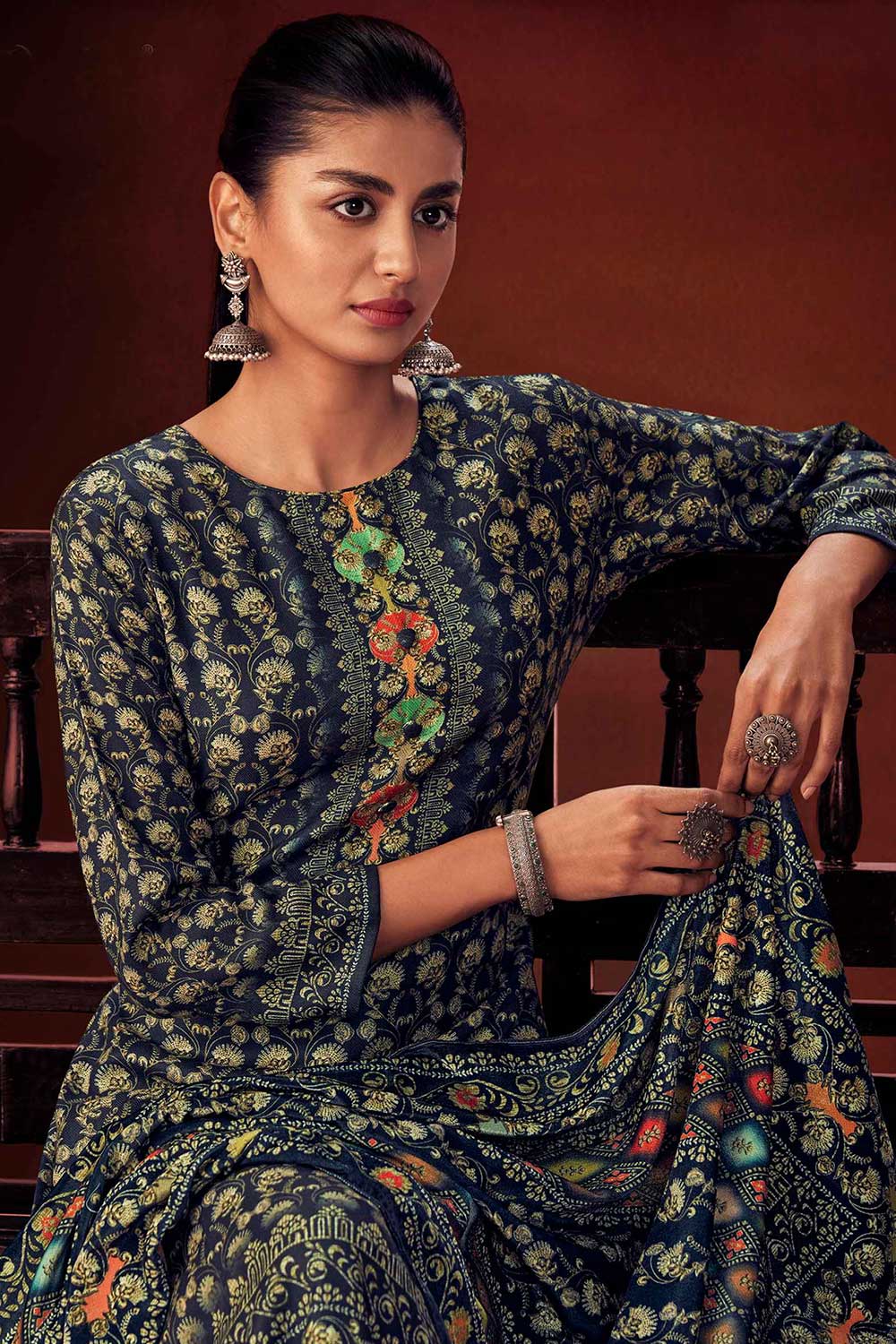 Green Pashmina Digital Printed Palazzo Suit Set