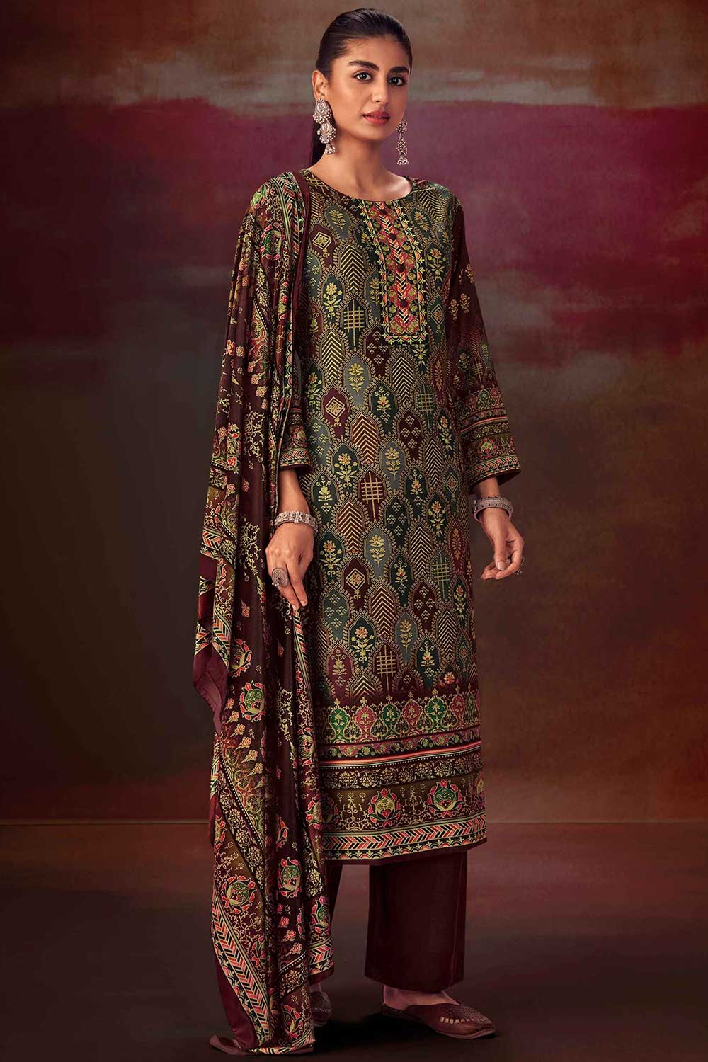 Multi Pashmina Digital Printed Palazzo Suit Set