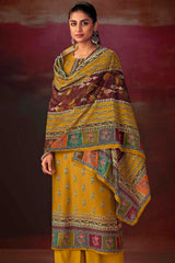 Yellow Pashmina Digital Printed Palazzo Suit Set