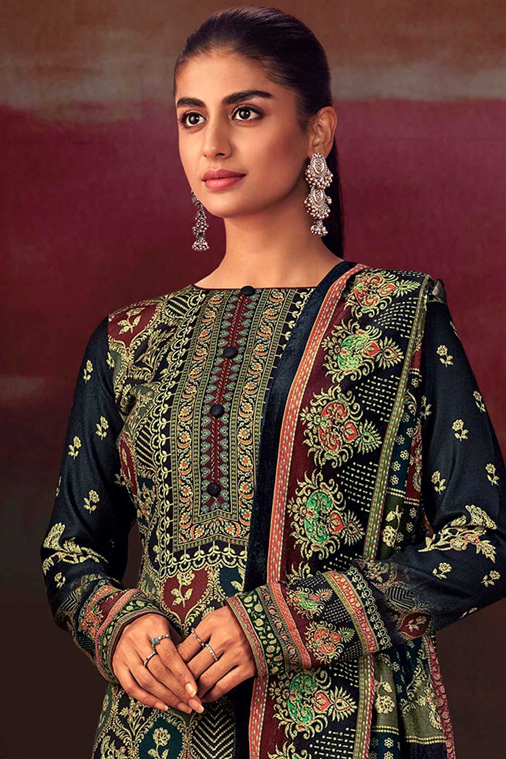 Green Pashmina Digital Printed Palazzo Suit Set